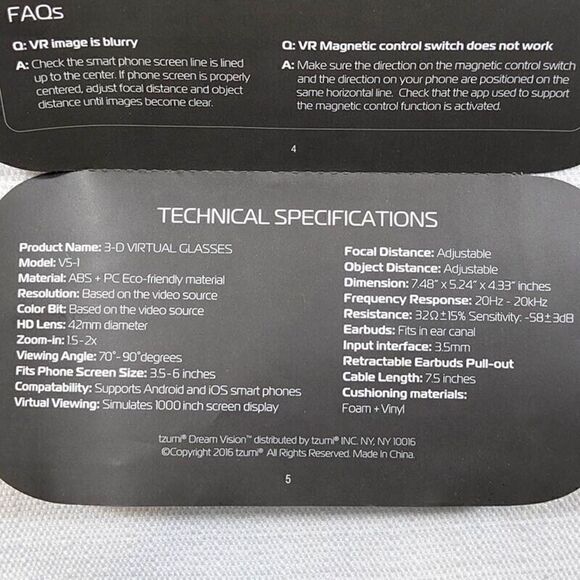 Tzumi Dream Vision Virtual Reality VR Headset V5-1 - Picture 5 of 5